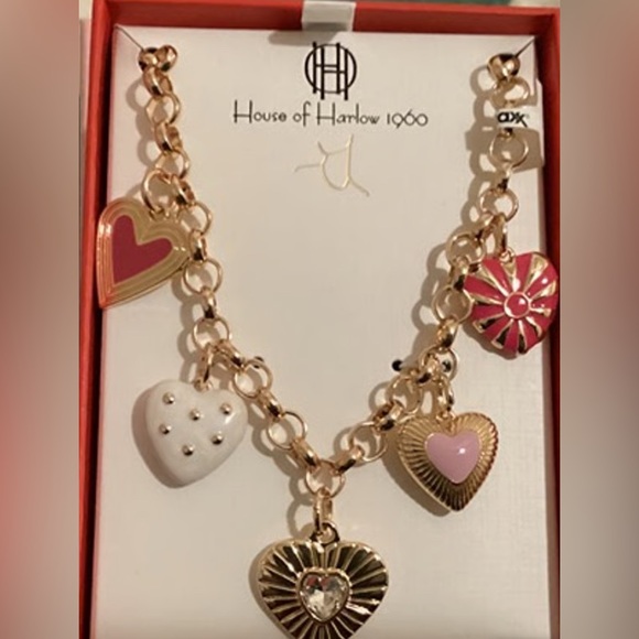 NWT ⚜️💖⚜️ House of Harlow 1960 Hearts Charms Necklace - Picture 7 of 9